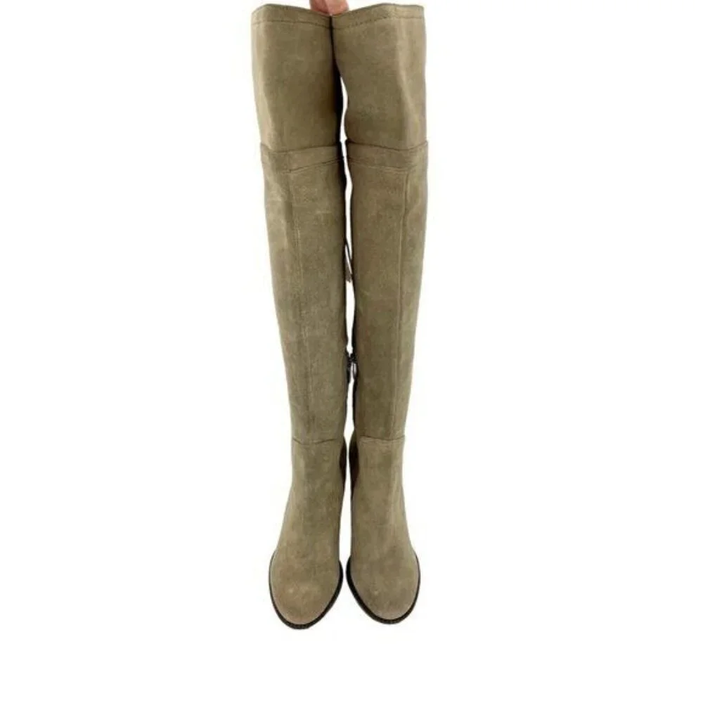FRANCO SARTO Tan Suede Leather Over the Knee Boots Tassel NEW SZ 7.5
